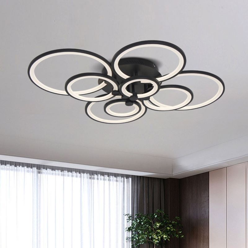 Lámpara de techo moderna con anillo circular y luz regulable