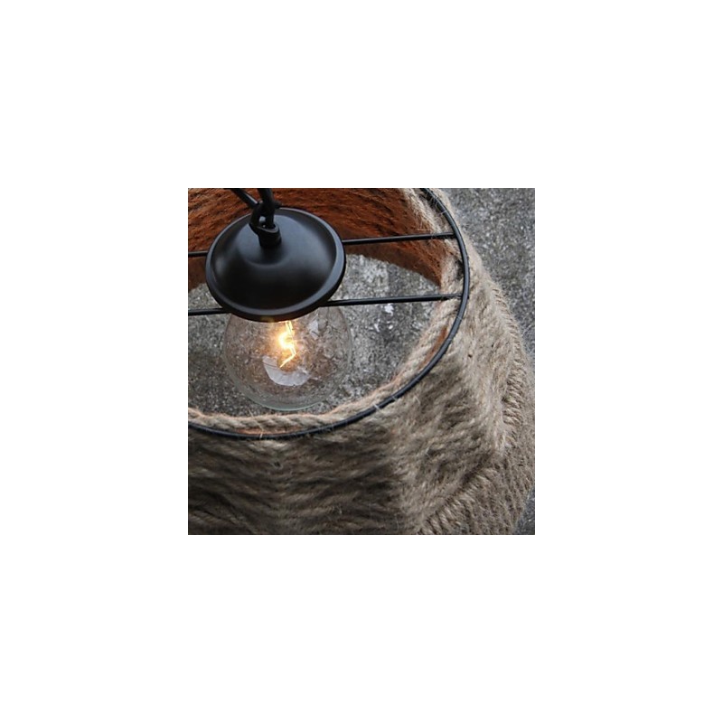 Lámpara de araña retro de estilo rural industrial hecha a mano con cuerda de cáñamo.