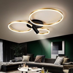Lámpara de techo con anillo de halo dorado cepillado, iluminación de foco