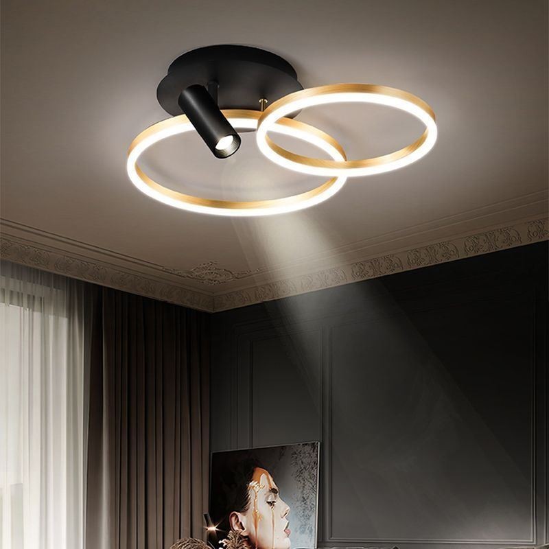 Lámpara de techo con anillo de halo dorado cepillado, iluminación de foco