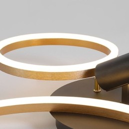 Lámpara de techo con anillo de halo dorado cepillado, iluminación de foco