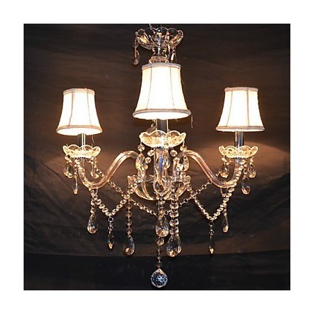 Lámpara de araña moderna y espléndida de 3 luces con brazo de cristal Lámpara de araña moderna y espléndida de 3 luces con brazo de cristal
