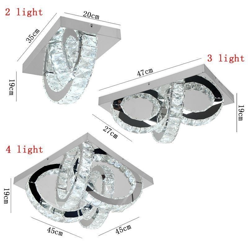 Lámpara de techo de cristal con montaje empotrado de anillo semicircular