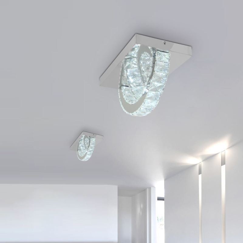 Lámpara de techo de cristal con montaje empotrado de anillo semicircular