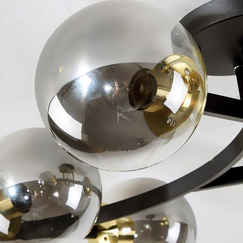Lámpara de techo moderna minimalista con forma de rama y globo de cristal