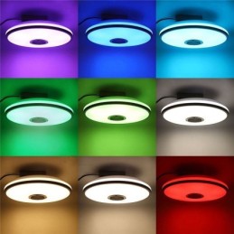 Lámpara de techo empotrada colorida con función de temporización y altavoz de música Bluetooth