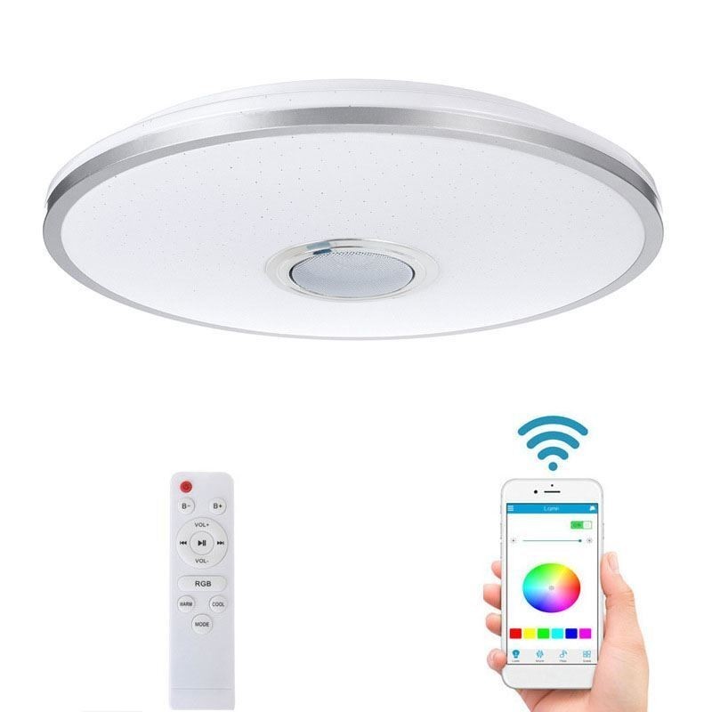 Lámpara de techo empotrada colorida con función de temporización y altavoz de música Bluetooth