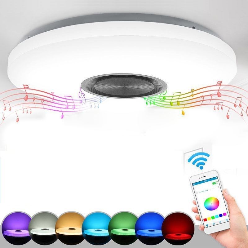 Lámpara decorativa empotrada con control remoto por aplicación y altavoz musical Bluetooth