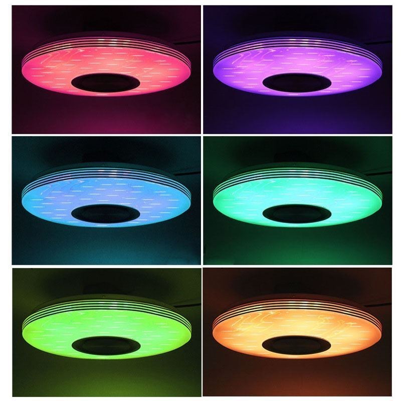 Lámpara de techo empotrada, lámpara decorativa con control remoto por aplicación, altavoz de música Bluetooth