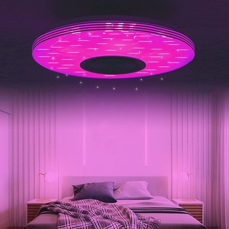 Lámpara de techo empotrada, lámpara decorativa con control remoto por aplicación, altavoz de música Bluetooth