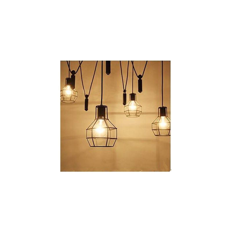 Lámpara de araña para comedor, sala de estar, estilo rústico americano, lámparas y faroles, jaulas pequeñas, luz colgante