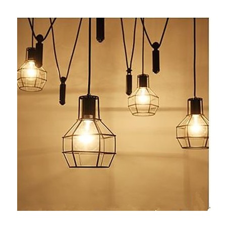 Lámpara de araña para comedor, sala de estar, estilo rústico americano, lámparas y faroles, jaulas pequeñas, luz colgante Lámpara de araña para comedor, sala de estar, estilo rústico americano, lámparas y faroles, jaulas pequeñas, luz colgante