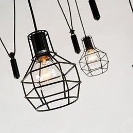 Lámpara de araña para comedor, sala de estar, estilo rústico americano, lámparas y faroles, jaulas pequeñas, luz colgante