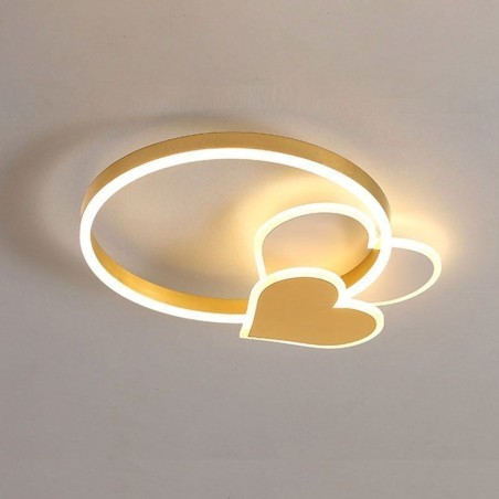 Lámpara de techo moderna de acrílico con doble corazón dorado y montaje empotrado Lámpara de techo moderna de acrílico con doble corazón dorado y montaje empotrado