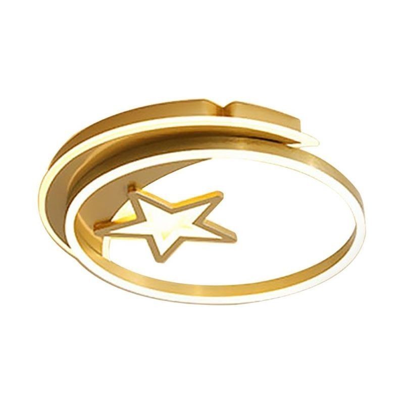 Lámpara de techo empotrada Moon Star de acrílico dorado