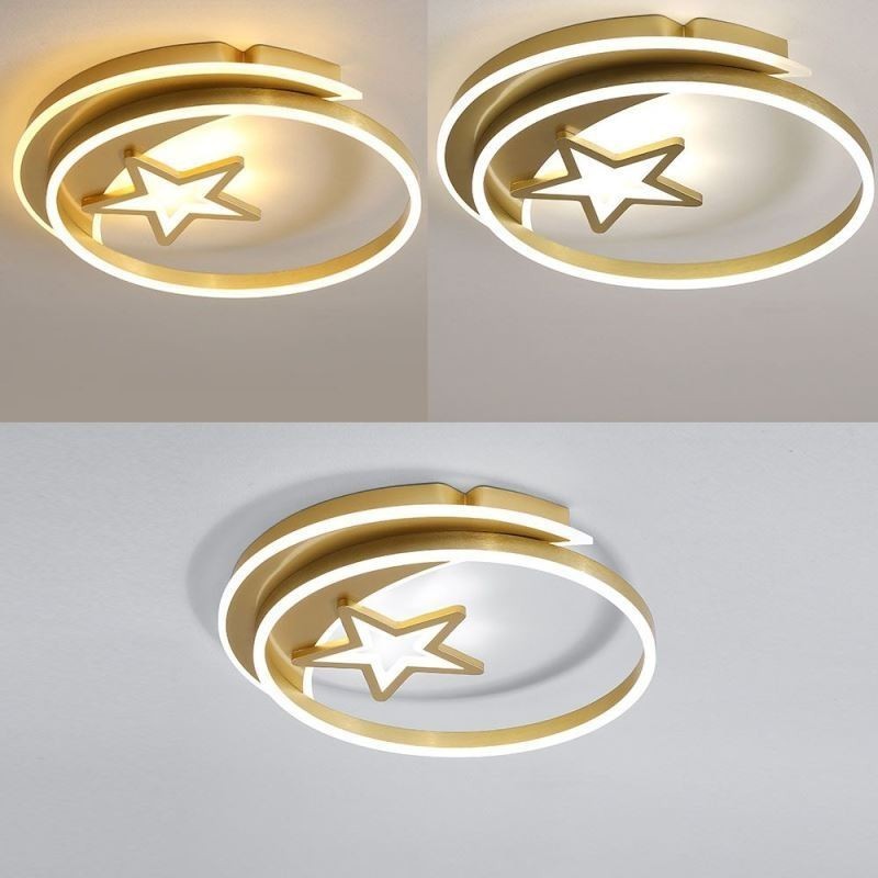 Lámpara de techo empotrada Moon Star de acrílico dorado
