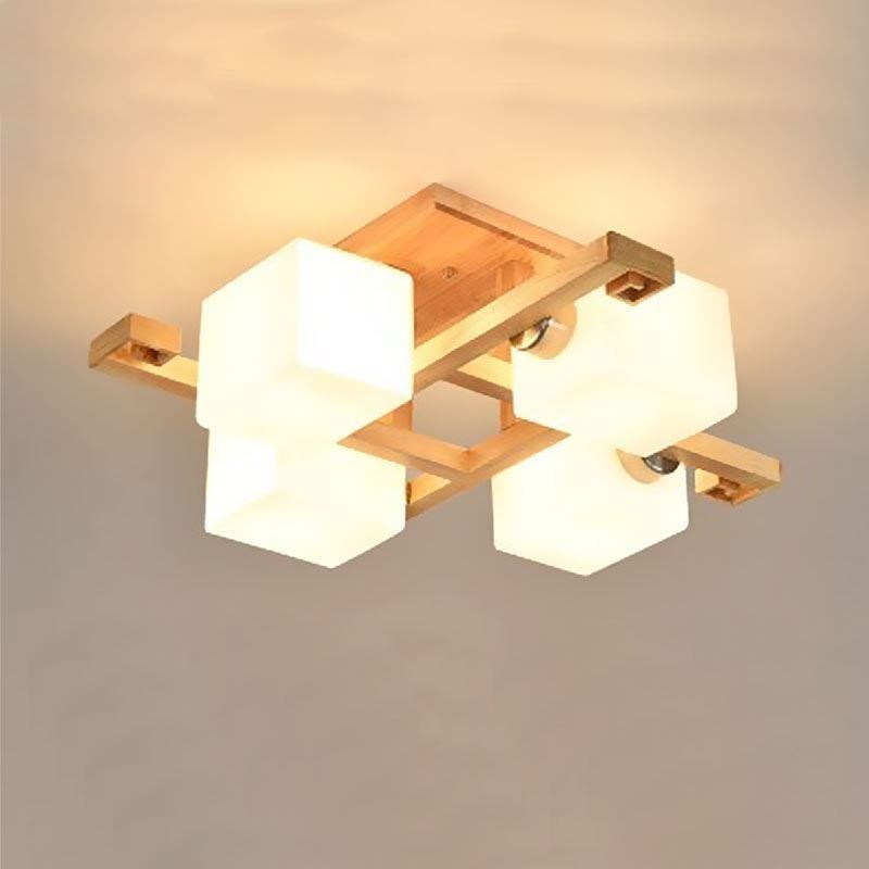 Lámpara de techo nórdica empotrada, creativa, cálida, de madera maciza.