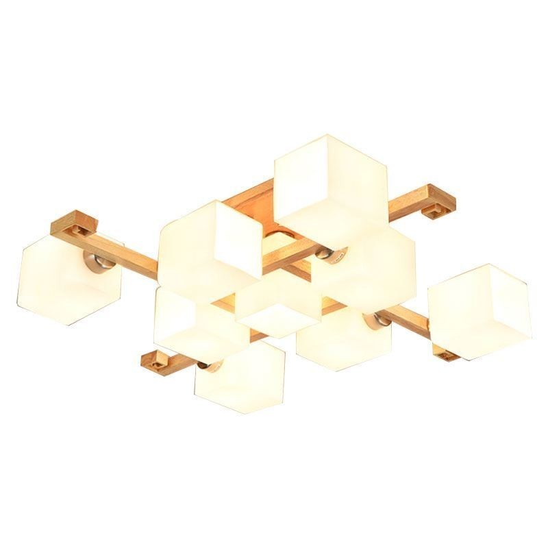 Lámpara de techo nórdica empotrada, creativa, cálida, de madera maciza.