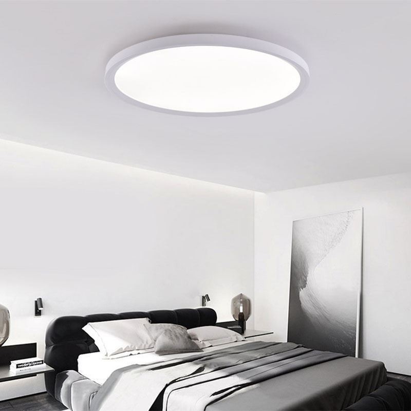 Lámpara de techo redonda nórdica empotrada superfina de aluminio, iluminación redonda