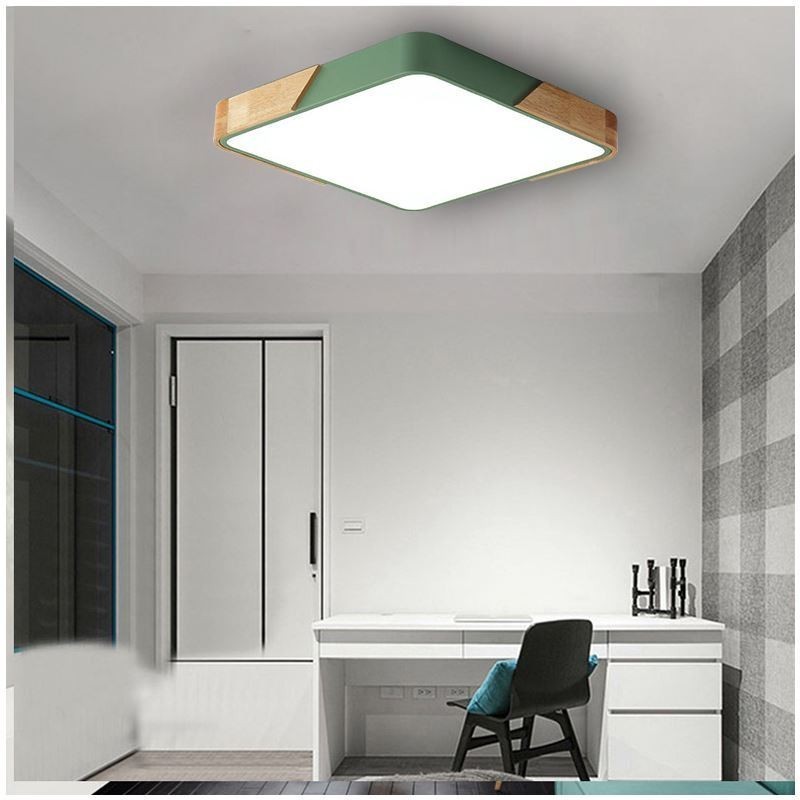 Lámpara de techo con marco de madera de montaje empotrado simple, diseño súper fino, luz diurna