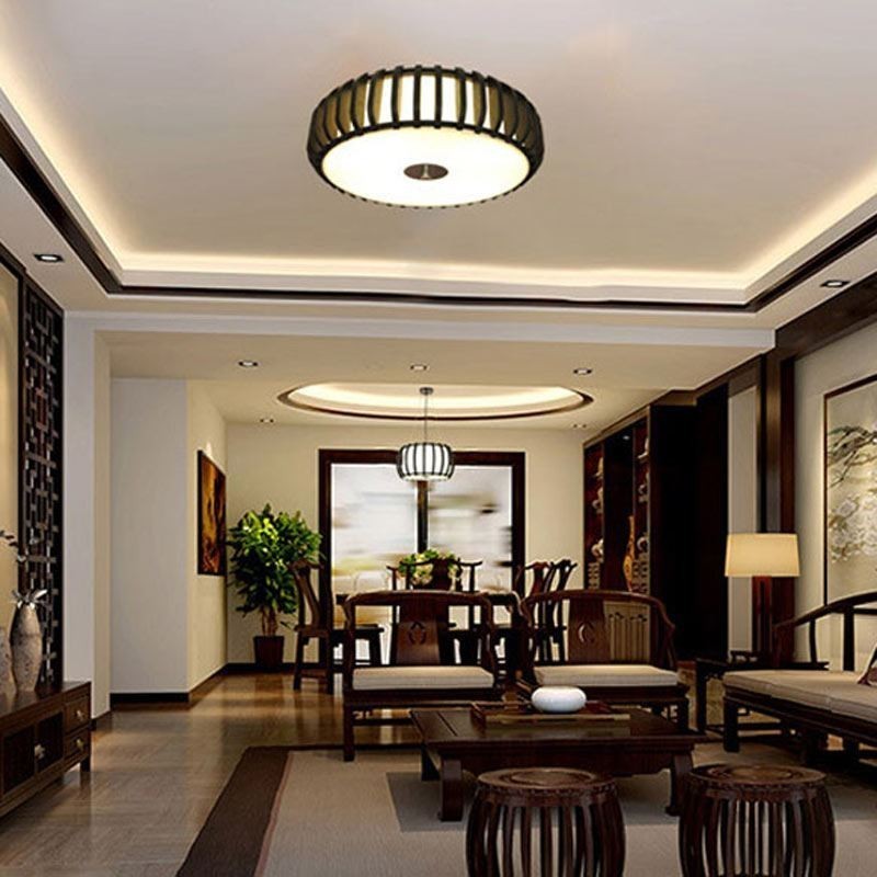 Lámpara de techo empotrada de bambú rural con forma de calabaza