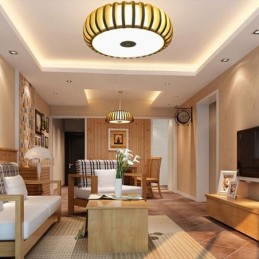 Lámpara de techo empotrada de bambú rural con forma de calabaza