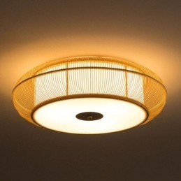 Lámpara de techo redonda japonesa creativa de bambú especial china con montaje empotrado