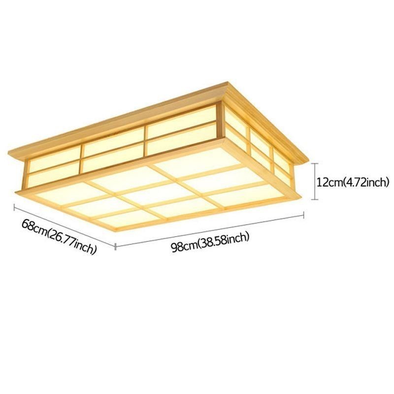 Lámpara de techo japonesa cuboide de madera maciza.