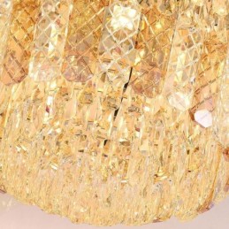 Lámpara de techo decorativa de lujo con forma de cola de fénix, redonda, galvanizada y de cristal