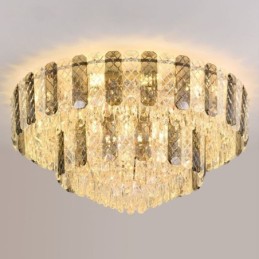 Lámpara de techo redonda de cristal de doble capa, decorativa y de lujo, de 80 cm