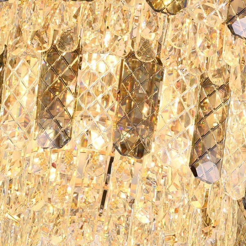 Lámpara de techo redonda de cristal de doble capa, decorativa y de lujo, de 80 cm