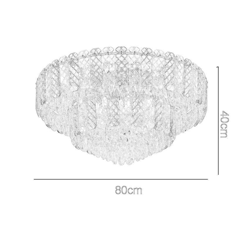 Lámpara de techo redonda de cristal de doble capa, decorativa y de lujo, de 80 cm