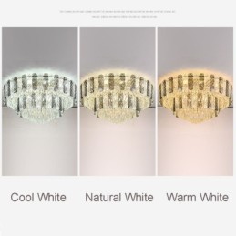 Lámpara de techo redonda de cristal de doble capa, decorativa y de lujo, de 80 cm