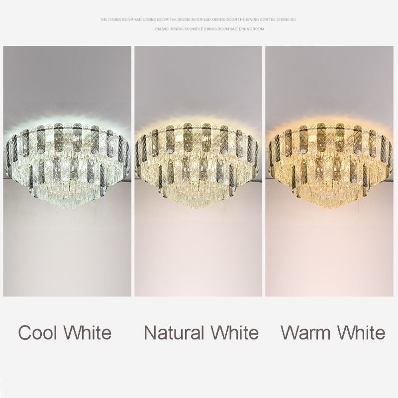 Lámpara de techo redonda de cristal de doble capa, decorativa y de lujo, de 80 cm