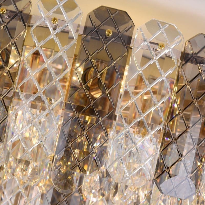 Lámpara de techo redonda de cristal de doble capa, decorativa y de lujo, de 80 cm