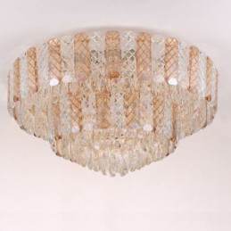 Lámpara de techo redonda de cristal de doble capa, decorativa y de lujo, de 80 cm