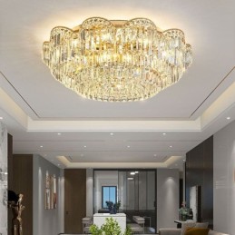 Lámpara de techo de cristal redonda de lujo con decoración de cristal empotrada