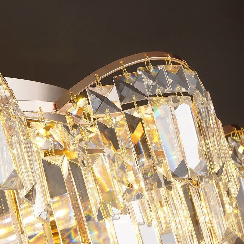 Lámpara de techo de cristal redonda de lujo con decoración de cristal empotrada