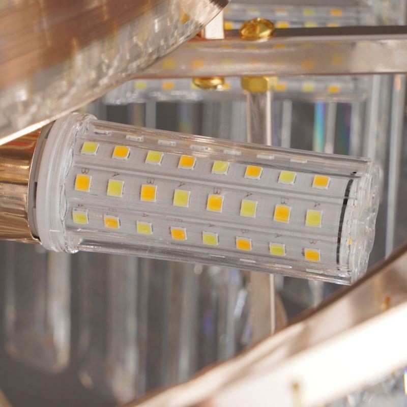 Lámpara de techo de cristal redonda de lujo con decoración de cristal empotrada