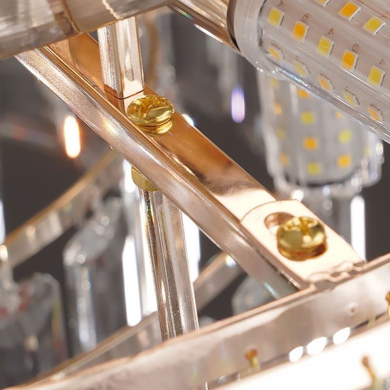 Lámpara de techo de cristal redonda de lujo con decoración de cristal empotrada