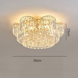 Lámpara de techo de cristal redonda de lujo con decoración de cristal empotrada
