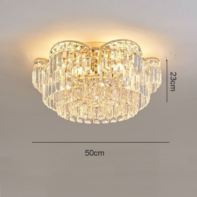 Lámpara de techo de cristal redonda de lujo con decoración de cristal empotrada