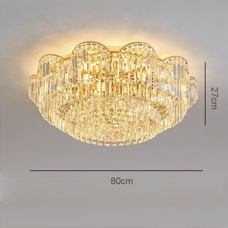 Lámpara de techo de cristal redonda de lujo con decoración de cristal empotrada
