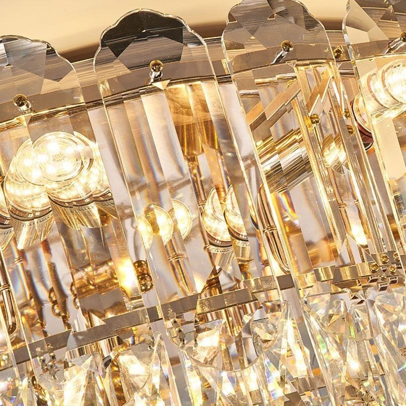 Lámparas de techo de cristal redondas con montaje empotrado y decoración de cristal