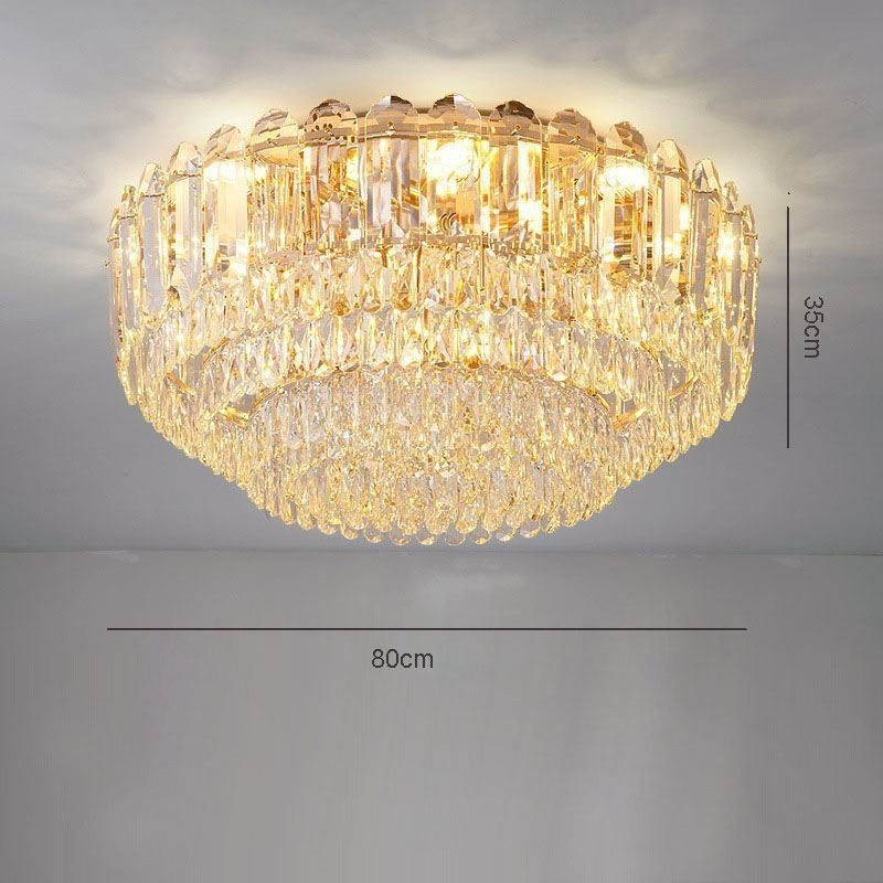 Lámparas de techo de cristal redondas con montaje empotrado y decoración de cristal