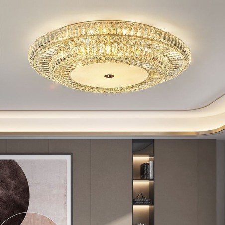 Lámpara de techo redonda de cristal con decoración empotrada Lámpara de techo redonda de cristal con decoración empotrada