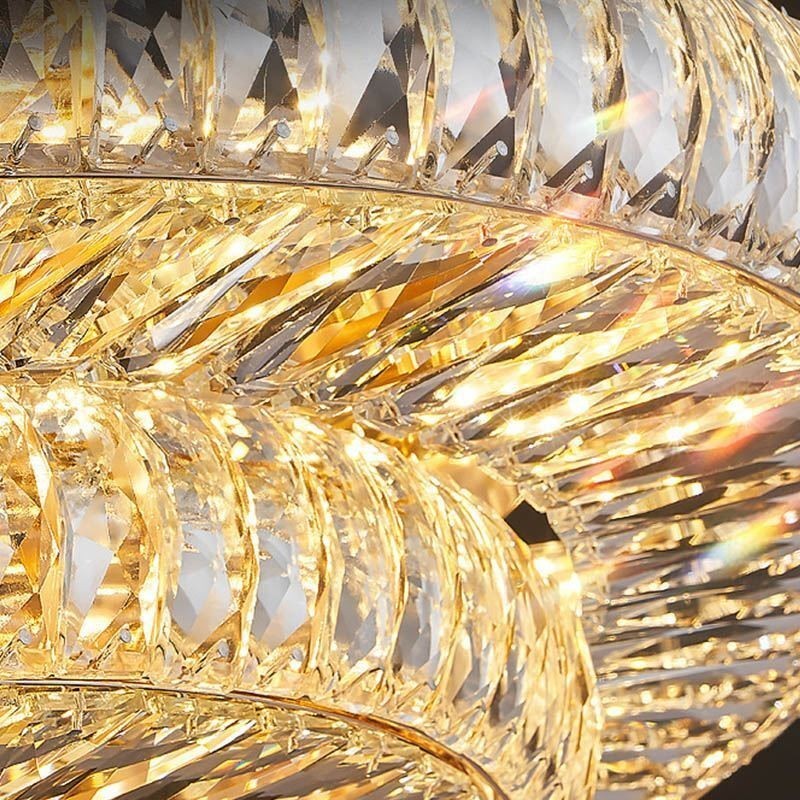 Lámpara de techo redonda de cristal con decoración empotrada