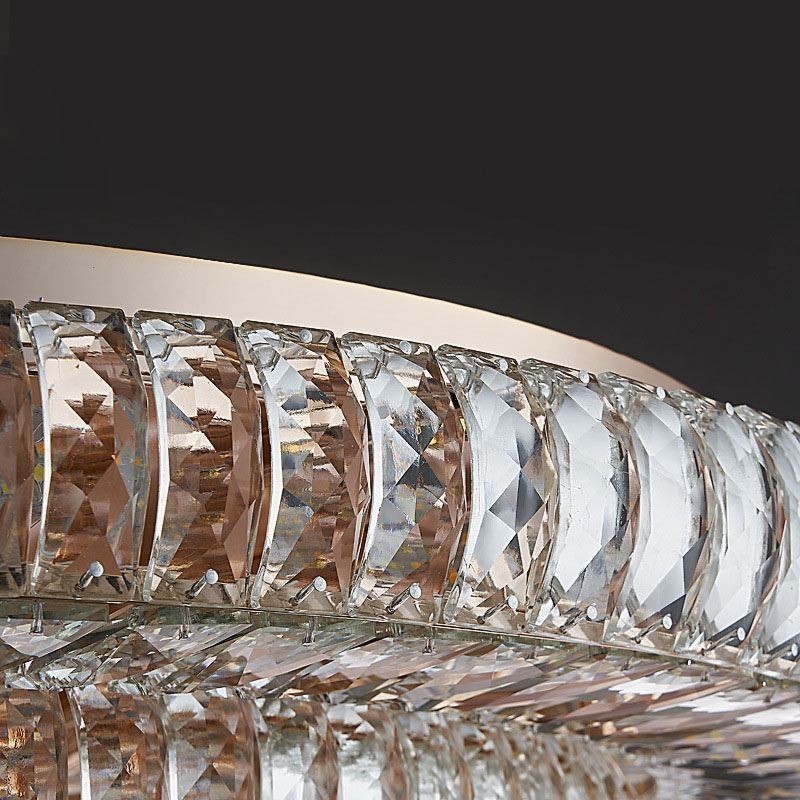 Lámpara de techo redonda de cristal con decoración empotrada