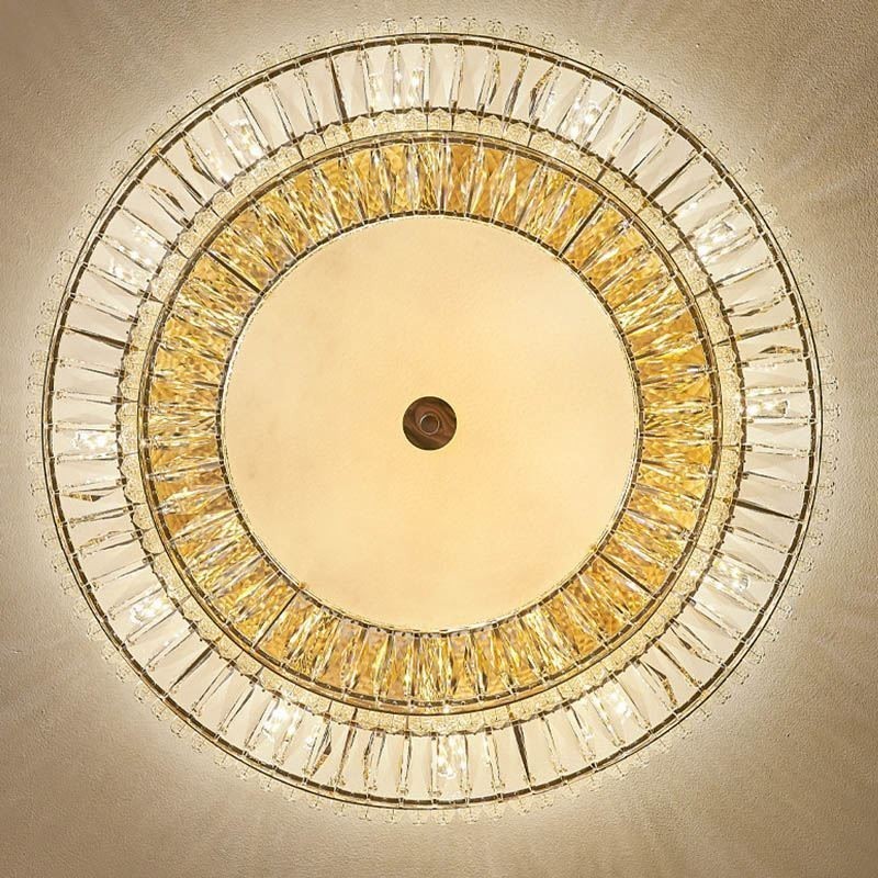 Lámpara de techo redonda de cristal con decoración empotrada