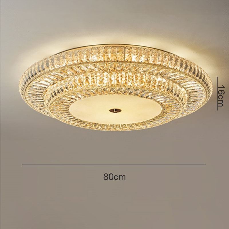 Lámpara de techo redonda de cristal con decoración empotrada